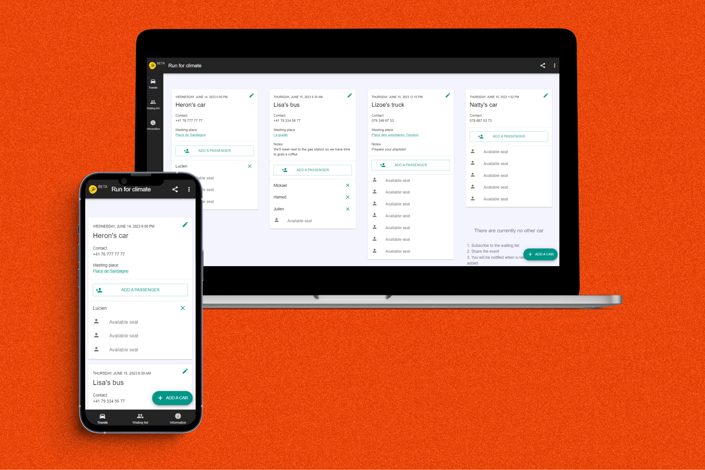 J'ai mené la recherche UX et plusieurs cycles de design pour l'application de covoiturage genevoise Caroster.io, créée par Octree